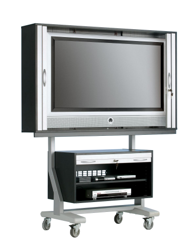TV-Wagen für Flat-Screens, US, 1 FB, 190x154x65cm, 9006/Schwarz